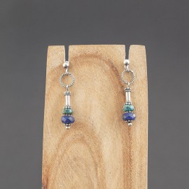 Srebrne kolczyki z lapisem lazuli i turkusem