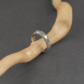 Srebrna obrączka ze złotem 18K