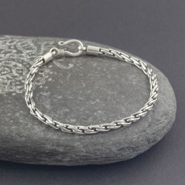 Srebrna bransoletka z ręcznie plecionego łańcucha