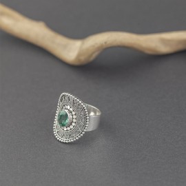 Srebrny pierścionek z kwarcem zielonym