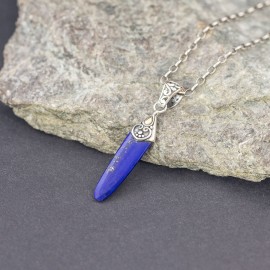 Srebrny wisiorek z lapisem lazuli i złotem 18K