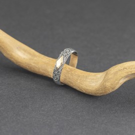 Srebrna obrączka ze złotem 18K (rozm.17)