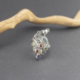 Srebrny pierścionek z kamieniami naturalnymi