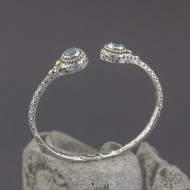 Srebrna bransoletka z topazem i złotem 18K