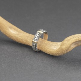 Srebrna obrączka ze złotem 18K (rozm.11,5)