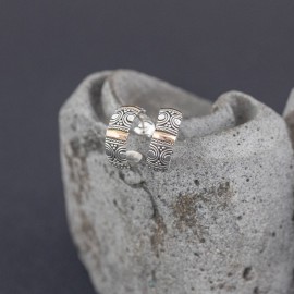 Srebrne kolczyki półkola ze złotem 18K