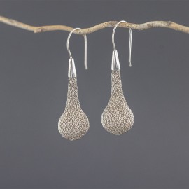 Srebrne ręcznie plecione kolczyki
