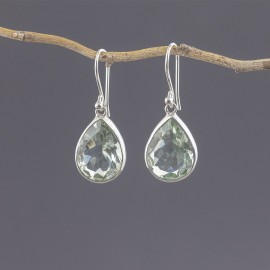 Srebrne kolczyki z zielonym ametystem