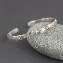 Srebrna bransoletka ze złotem 18K