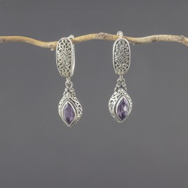 Srebrne kolczyki z ametystem