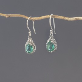 Srebrne kolczyki z kwarcem zielonym