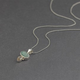 Srebrny naszyjnik ze szmaragdem i cytrynem