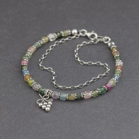 Srebrna bransoletka z kamieni turmalinu