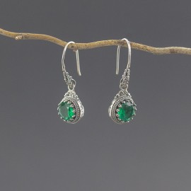 Srebrne kolczyki z kwarcem zielonym