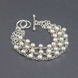 Srebrna bransoleta z perłami