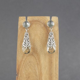 Srebrne kolczyki z zielonym ametystem