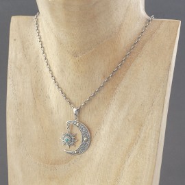 Srebrny wisiorek z motywem słońca i księżyca