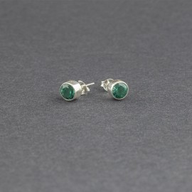 Srebrne sztyfty z kwarcem zielonym
