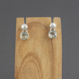 Srebrne sztyfty z zielonym ametystem