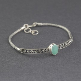 Srebrna bransoletka ze szmaragdem