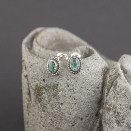 Srebrne sztyfty z kwarcem zielonym