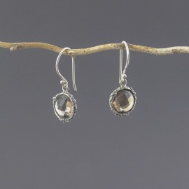 Srebrne kolczyki z kwarcem dymnym