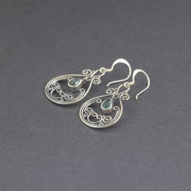 Srebrne kolczyki z kwarcem zielonym