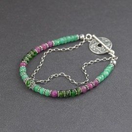 Srebrna bransoletka z kamieni naturalnych