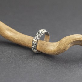 Srebrna obrączka ze złotem 18K (rozm.20)