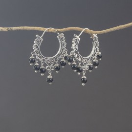 Srebrne kolczyki z onyksem