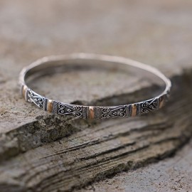 Srebrna bransoletka ze złotem 18K