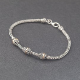 Srebrna bransoletka ze złotem 18K