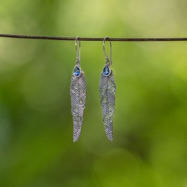 Srebrne kolczyki z kyanitem