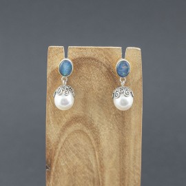 Srebrne kolczyki z perłą i opalem