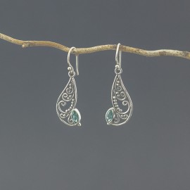 Srebrne kolczyki z kwarcem zielonym