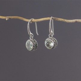 Srebrne kolczyki z zielonym ametystem