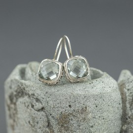 Srebrne kolczyki z kwarcem