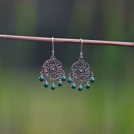 Srebrne kolczyki z malachitem