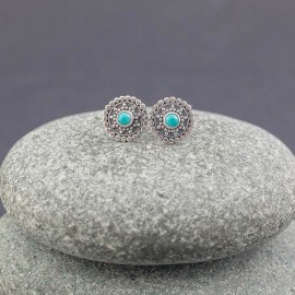 Srebrne sztyfty z turkusem