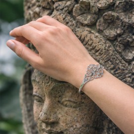 Srebrna ażurowa bransoletka ze złotem 18K