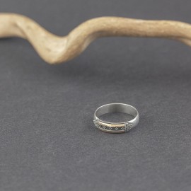 Srebrna obrączka ze złotem 18K