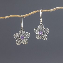 Srebrne kolczyki z ametystem
