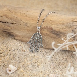 Srebrna "Ręka Fatimy" z topazem