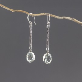 Srebrne kolczyki z zielonym ametystem