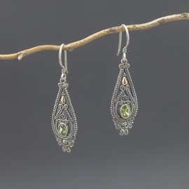 Srebrne kolczyki z peridotem i złotem 18K