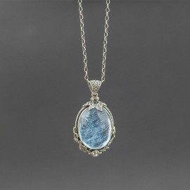 Srebrny wisior z akwamarynem i topazem