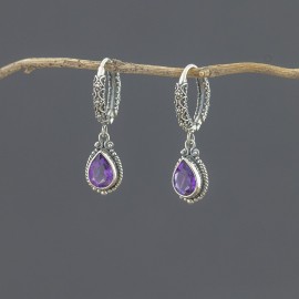 Srebrne kolczyki z ametystem