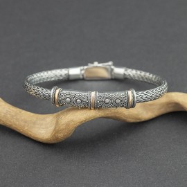 Srebrna bransoletka ze złotem 18K