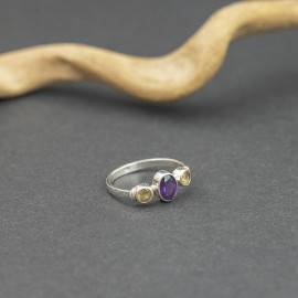Srebrny pierścionek z ametystem i cytrynem