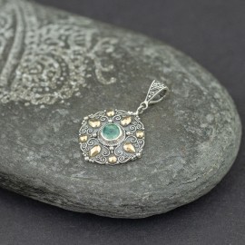 Srebrny wisiorek ze szmaragdem i złotem 18K